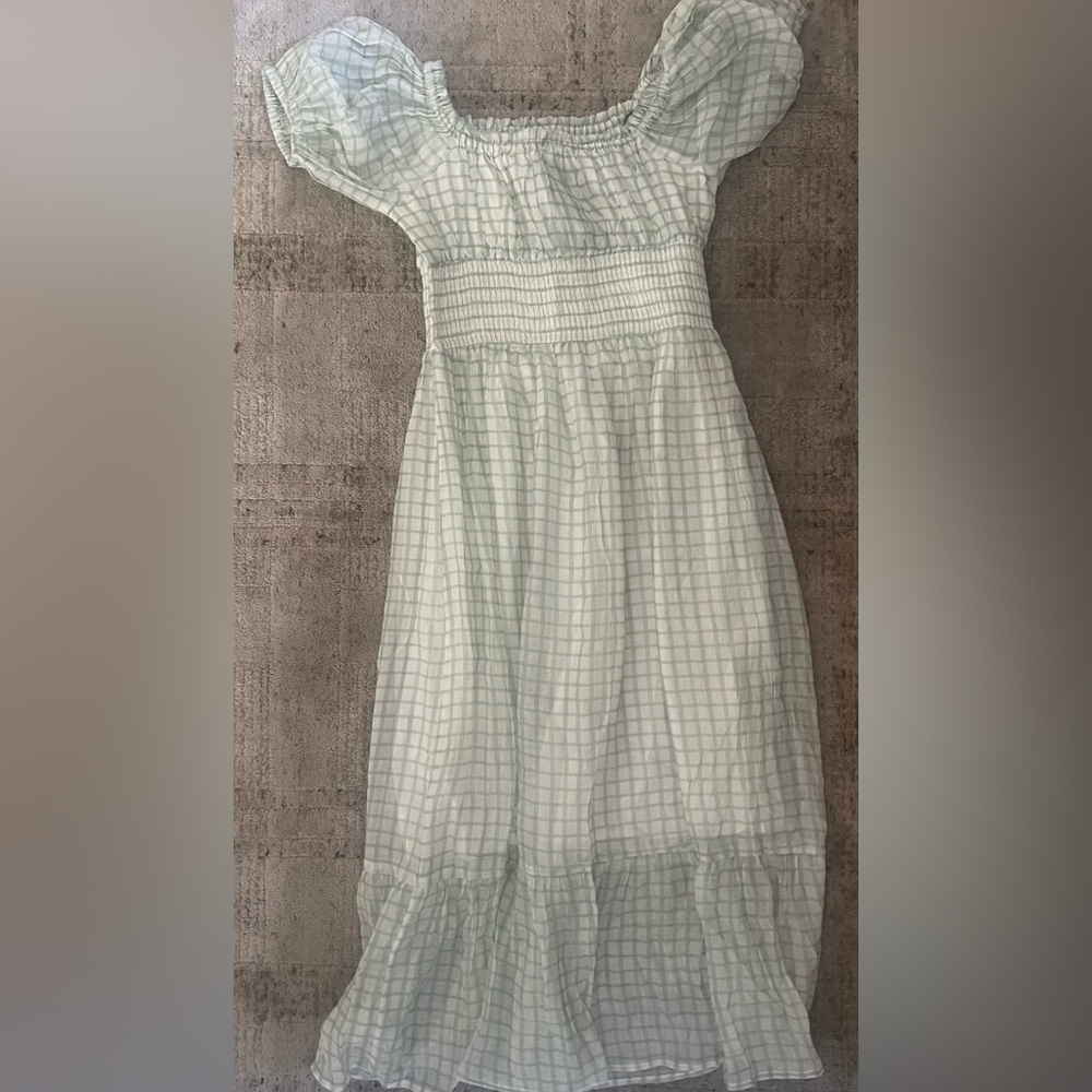 MINKPINK Women’s Light Green Check Oxley Midi Dress - Picture 5 of 12